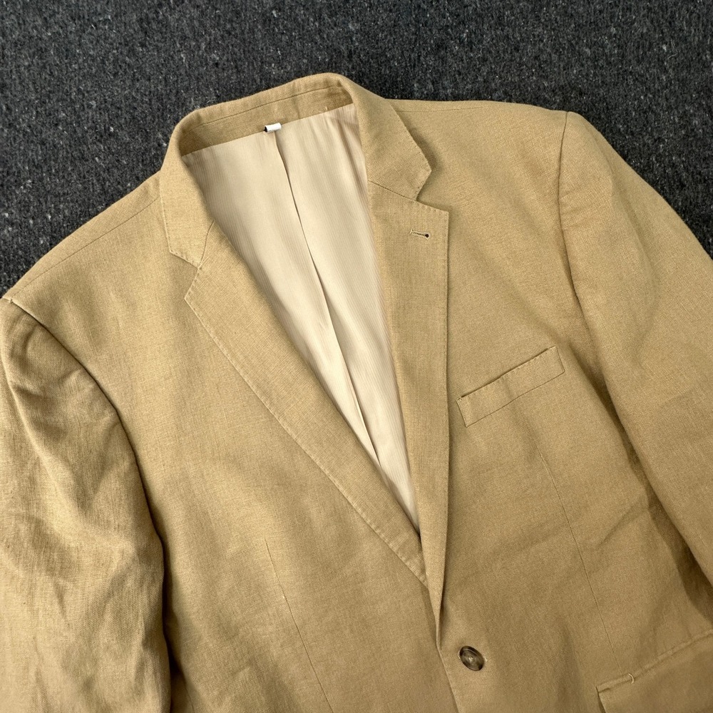 Murano Baird McNutt Linen Mens Sport Coat Jacket Tan Beige 2 Button Blazer XL